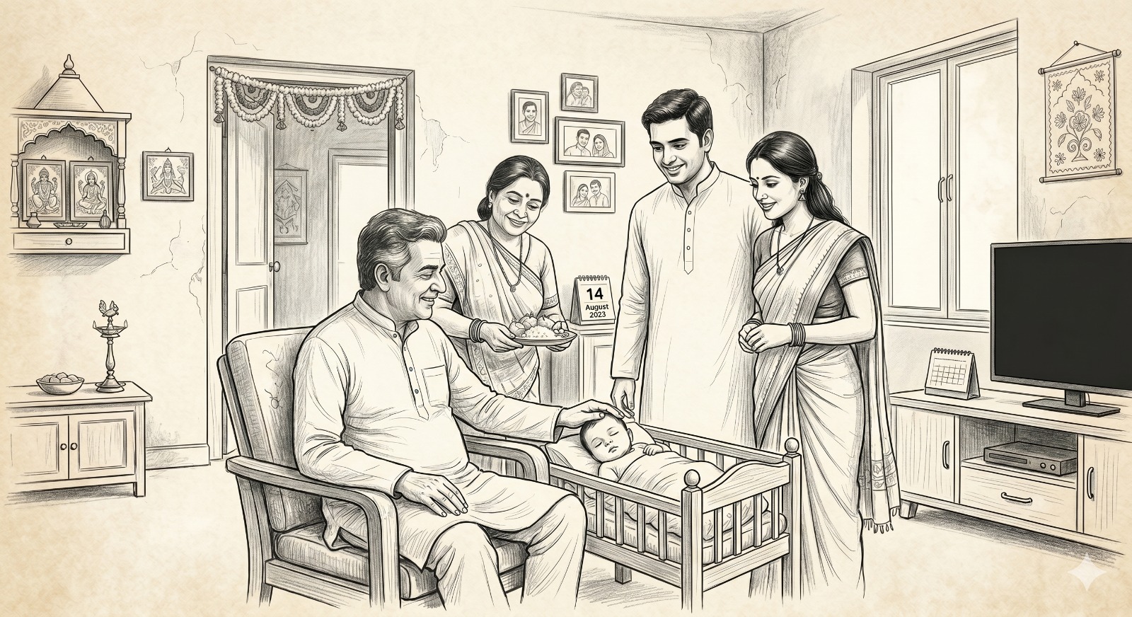 Grandson Jyanshu Birth Sketch